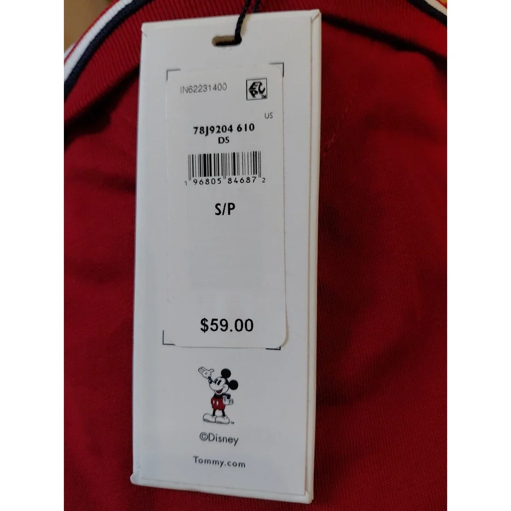 NWT Men's DISNEY x Tommy Hilfiger Mickey Mouse Burgandy S/S‎ T-Shirt Size Small